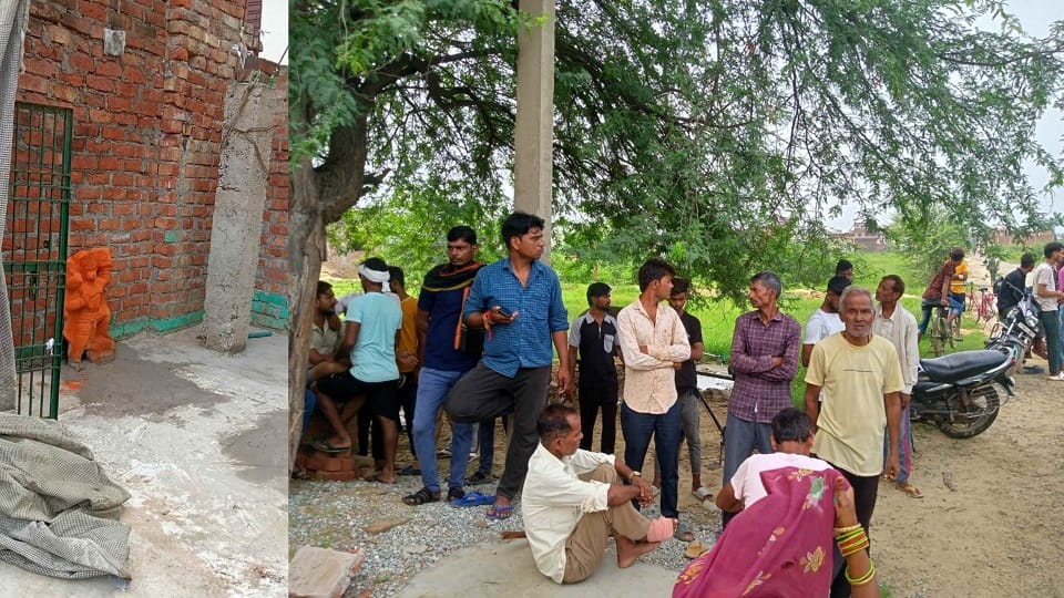 Hanuman statue installed in tomb was broken overnight in Shikohabad in firozabad