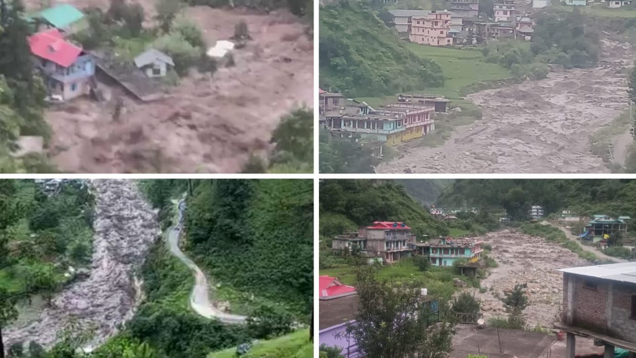 Clouds burst at five places in Himachal 4 vehicles 4 cottages 2 sheds washed away bridge broken