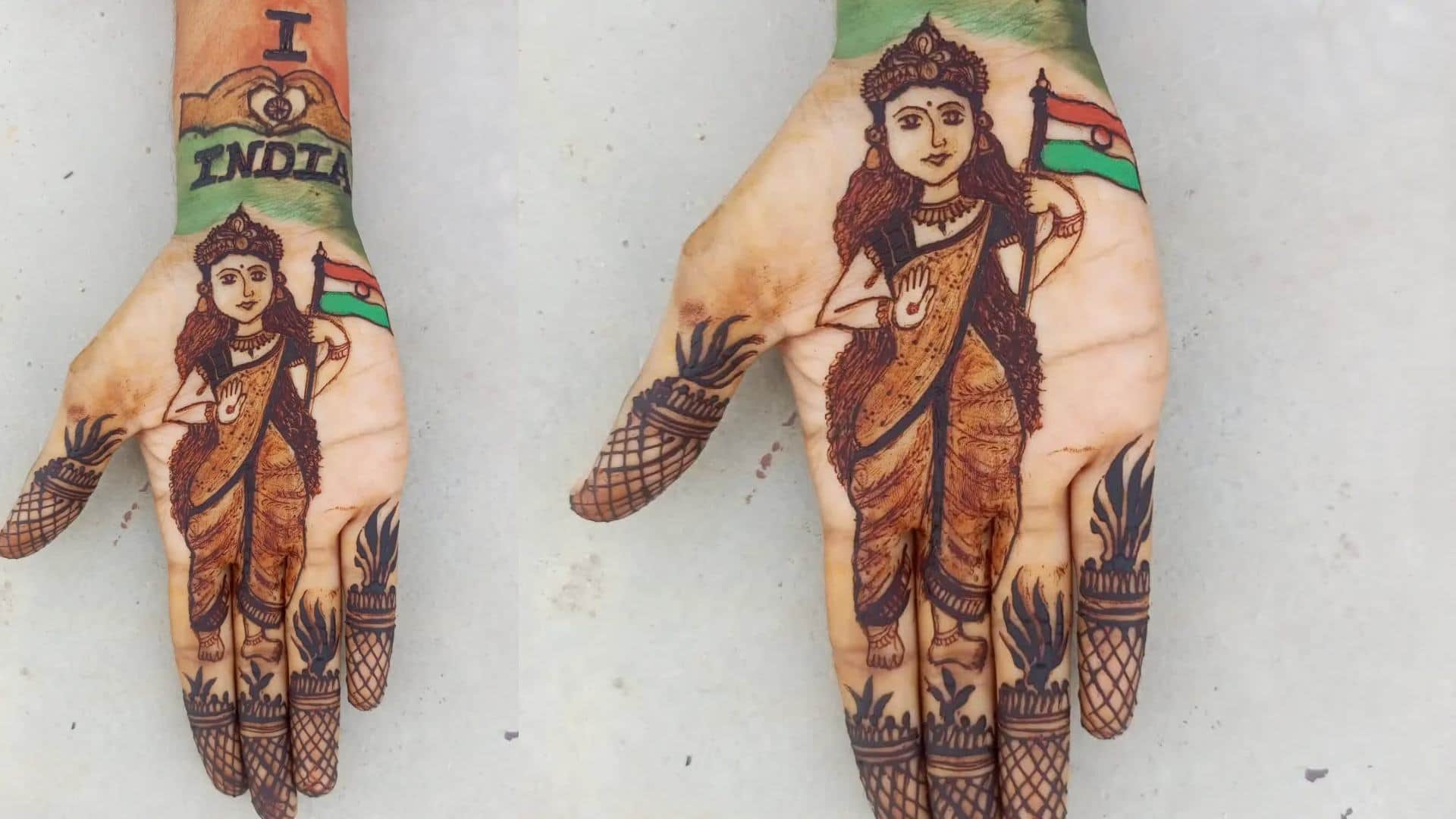 happy independence day mehndi design simple front hand image in HD