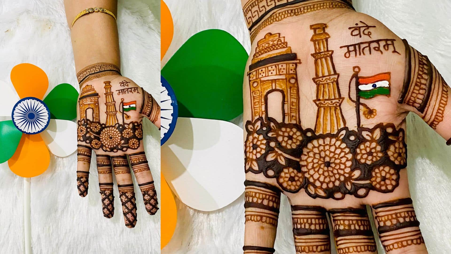 happy independence day mehndi design simple front hand image in HD