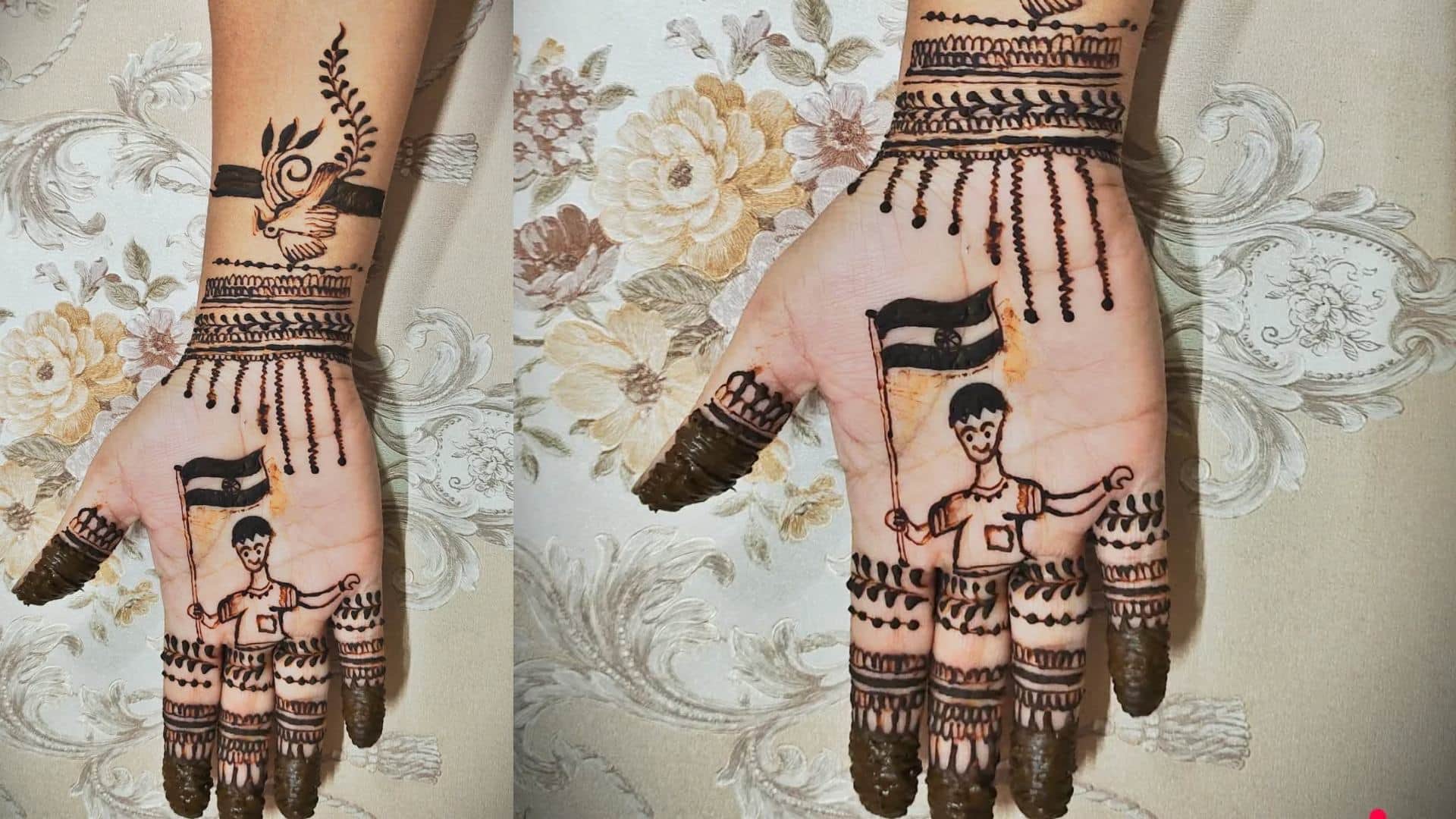 happy independence day mehndi design simple front hand image in HD