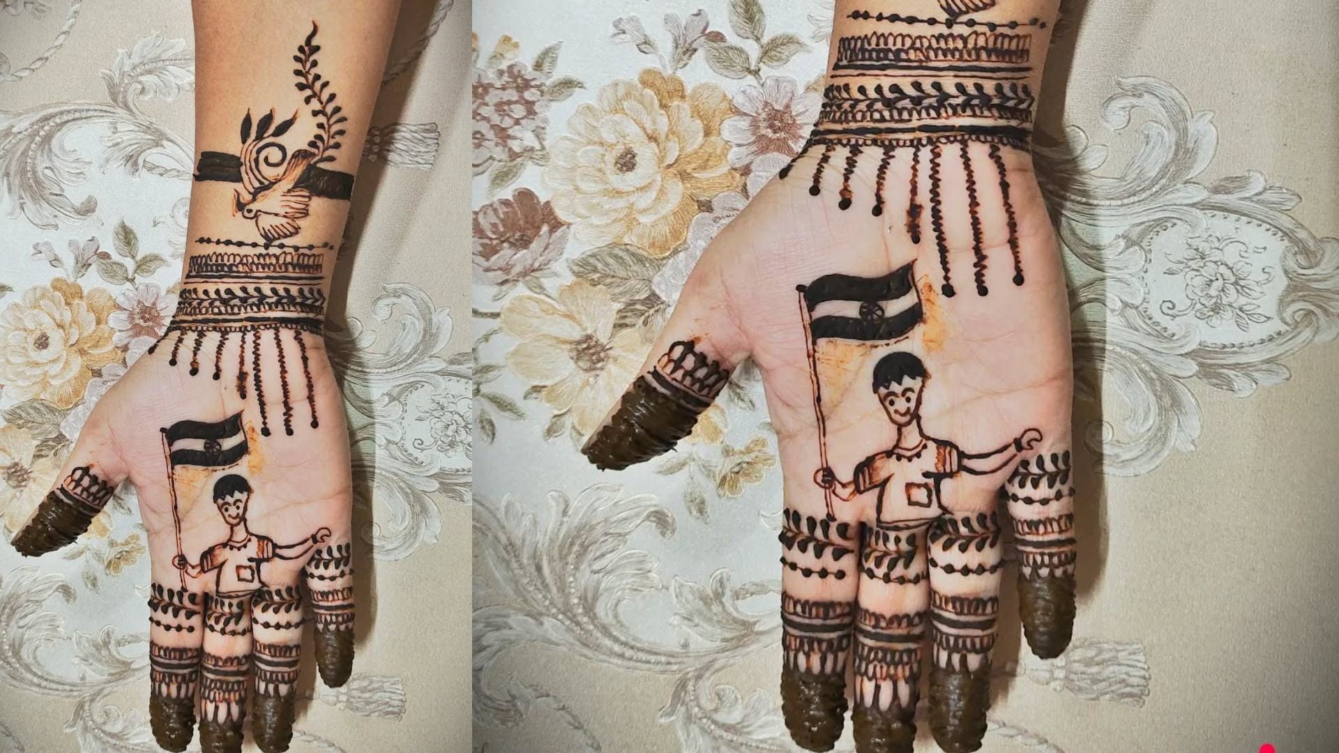 happy independence day mehndi design simple front hand image in HD