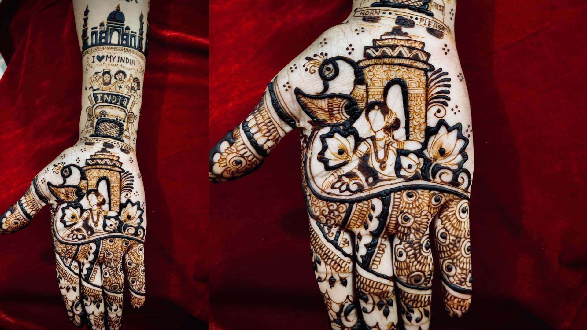 happy independence day mehndi design simple front hand image in HD