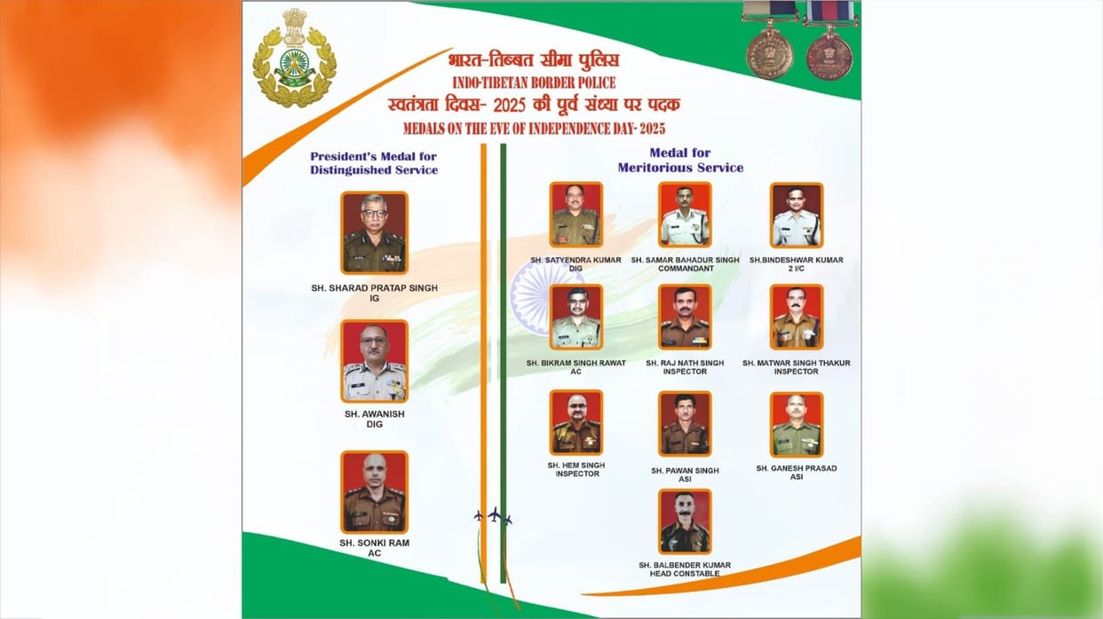 Announcement of decoration of 13 ITBP officers with police medals on 79th Independence Day