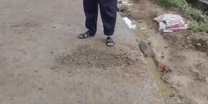 Kanpur Villagers protest against poor road construction stop construction alleged corruption