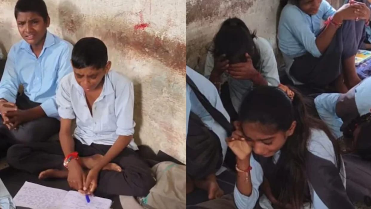 rajasthan school students cried bitterly on farewell of teacher in bhilwara palodara upper primary school