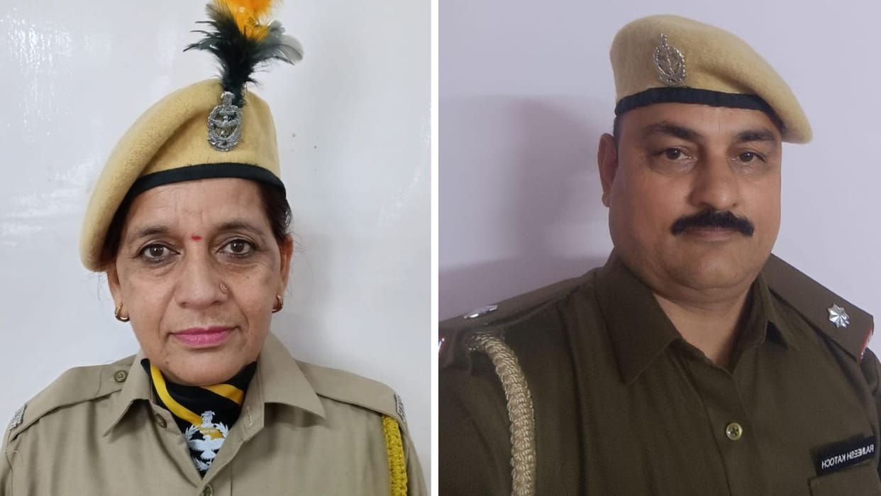 Himachal News Section Leader Asha and Platoon Commander Rajneesh awarded medals for commendable services