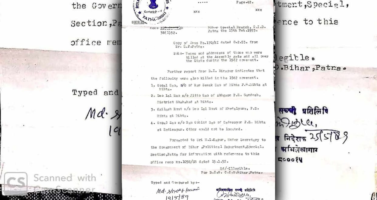 four unknown heroes bihta quit india movement 1942 72 year old document reveals