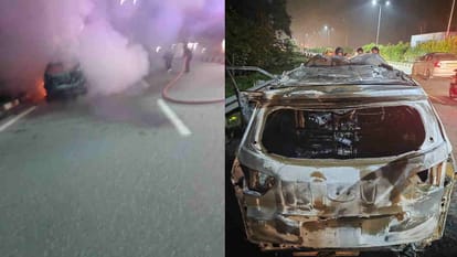 Car suddenly caught fire on the road going from Dehradun to Rishikesh