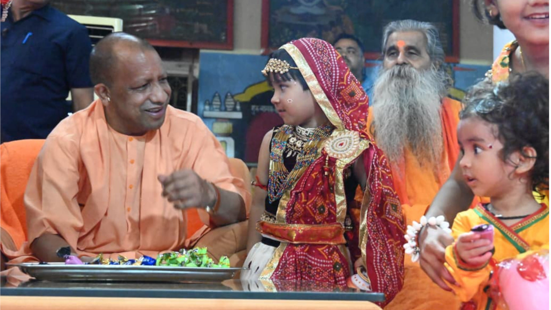 CM Yogi swung Laddu Gopal in a swing on the occasion of Janmashtami festival in Gorakhpur temple