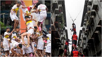 मुंबई में मटकी फोड़ते गोविंदा।