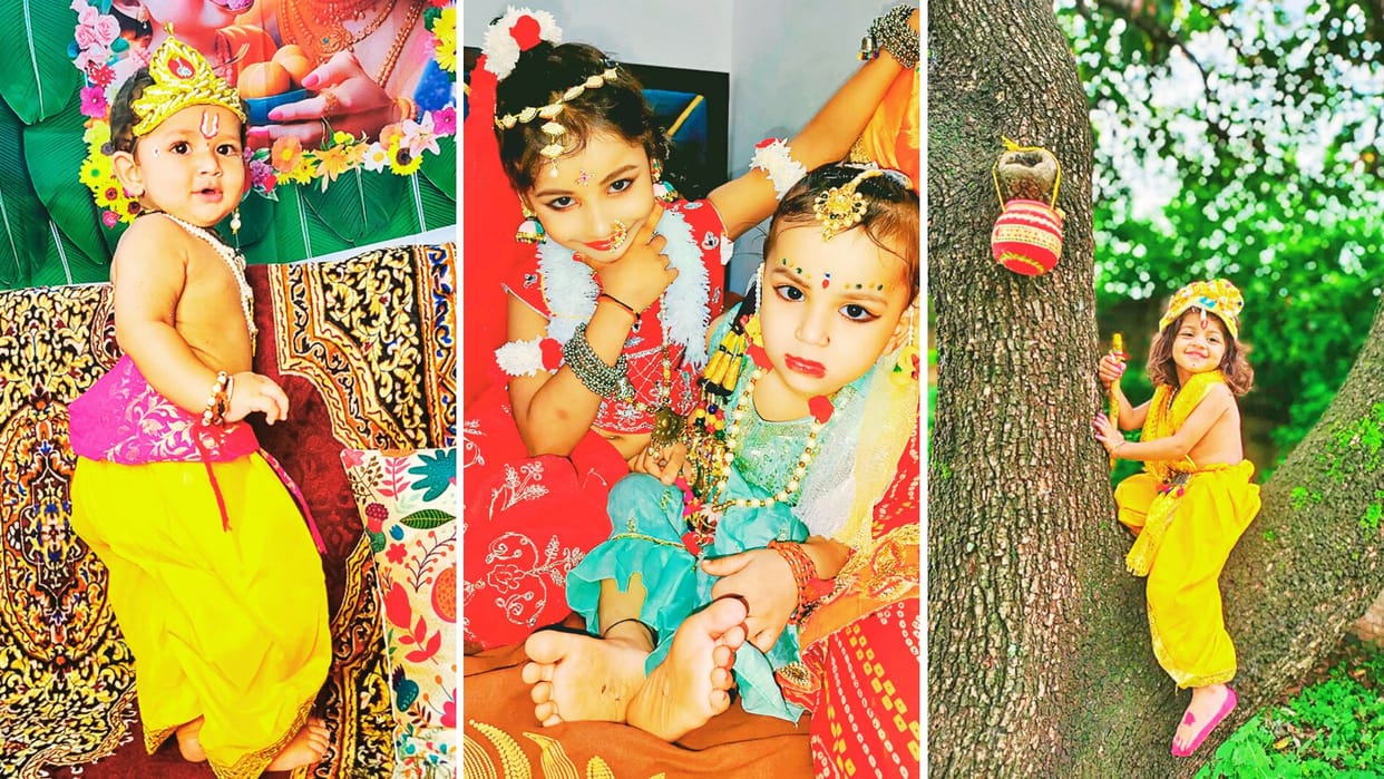 Kanha has won hearts See mischievous style of Radha-Krishna in pictures children took part selfie competition