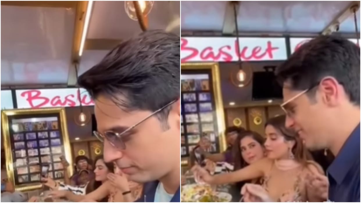 janhvi kapoor sidharth malhotra enjoying lucknow chaat at param sundari promotions