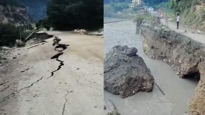 किन्नाैर में एनएच धंसा, तत्तापानी में सड़क सतलुज में समाई।