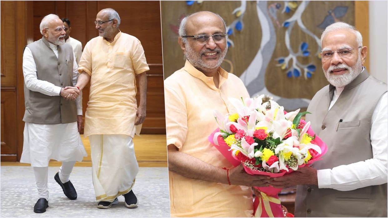 PM Modi-CP Radhakrishnan Meeting in Delhi NDA vice presidential candidate Delhi Visit hindi news updates