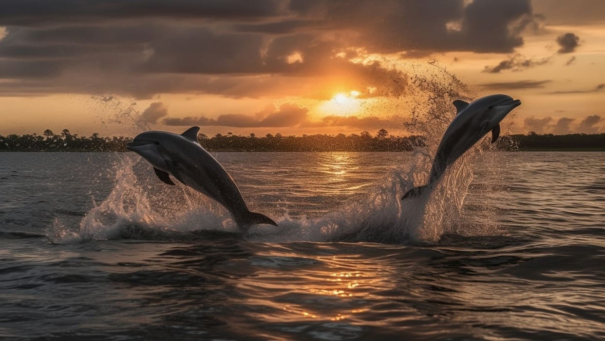 whales and dolphins came together to strengthen their existence Rare sight seen in the ocean