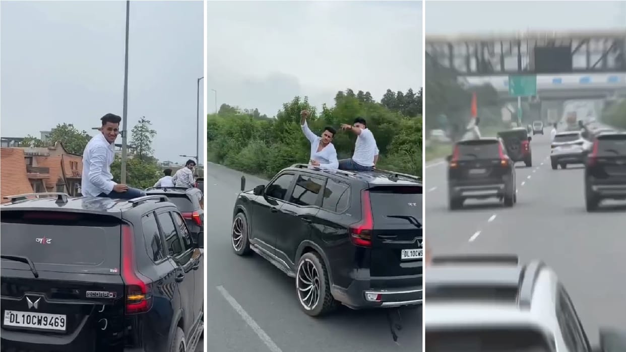 Stunts performed by luxury cars on Delhi Jaipur highway in Gurugram