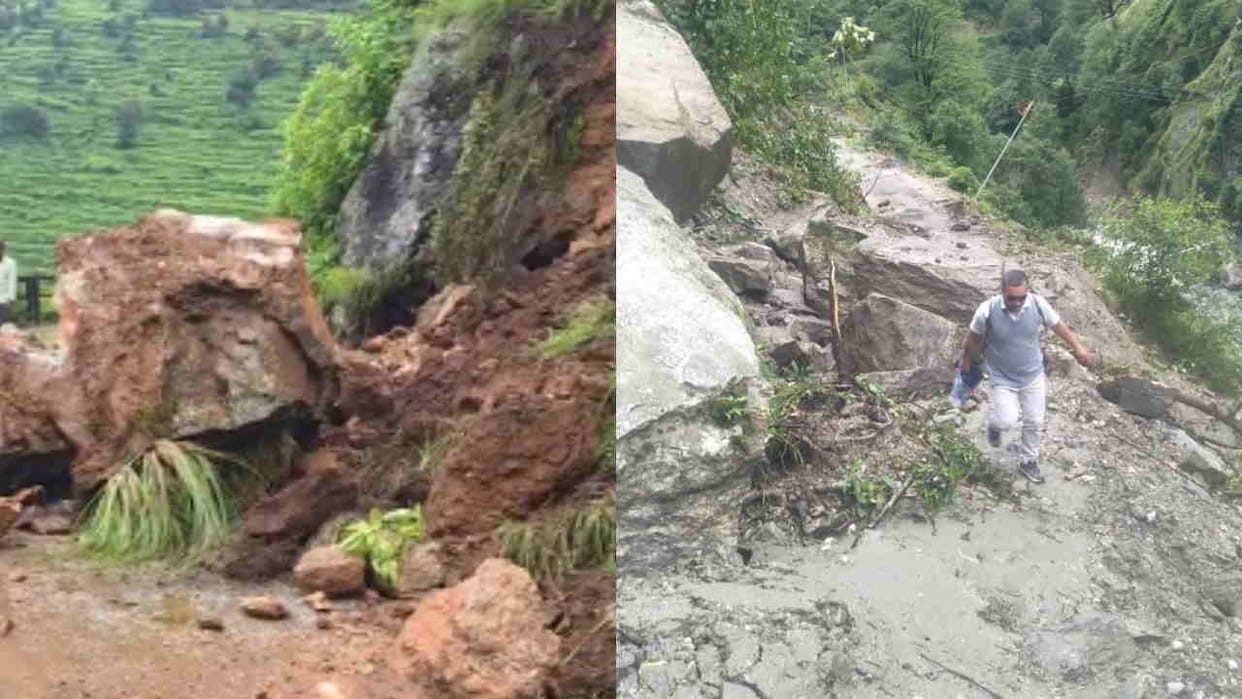 Uttarakhand Weather Rain badrinath Highways and roads closed due to rain vehicles stranded landslides