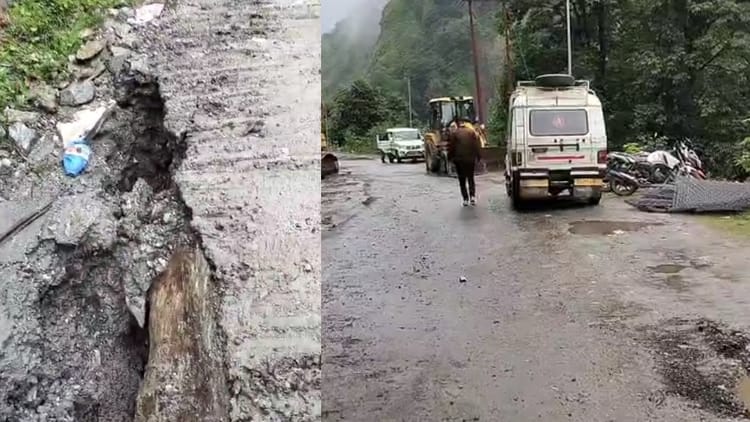Yamunotri Highway: जंगलचट्टी के पास हाईवे का 130 मीटर हिस्सा धंसा, धाम सहित तीन गांवों का संपर्क कटा