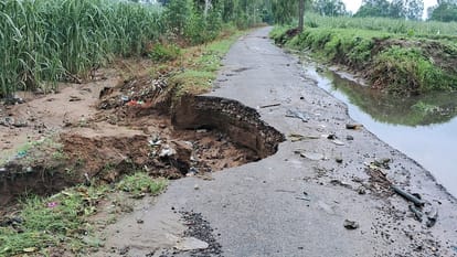 Bijnor: Ganga swelled in Nanglasoti, cut agricultural land and washed away mango trees