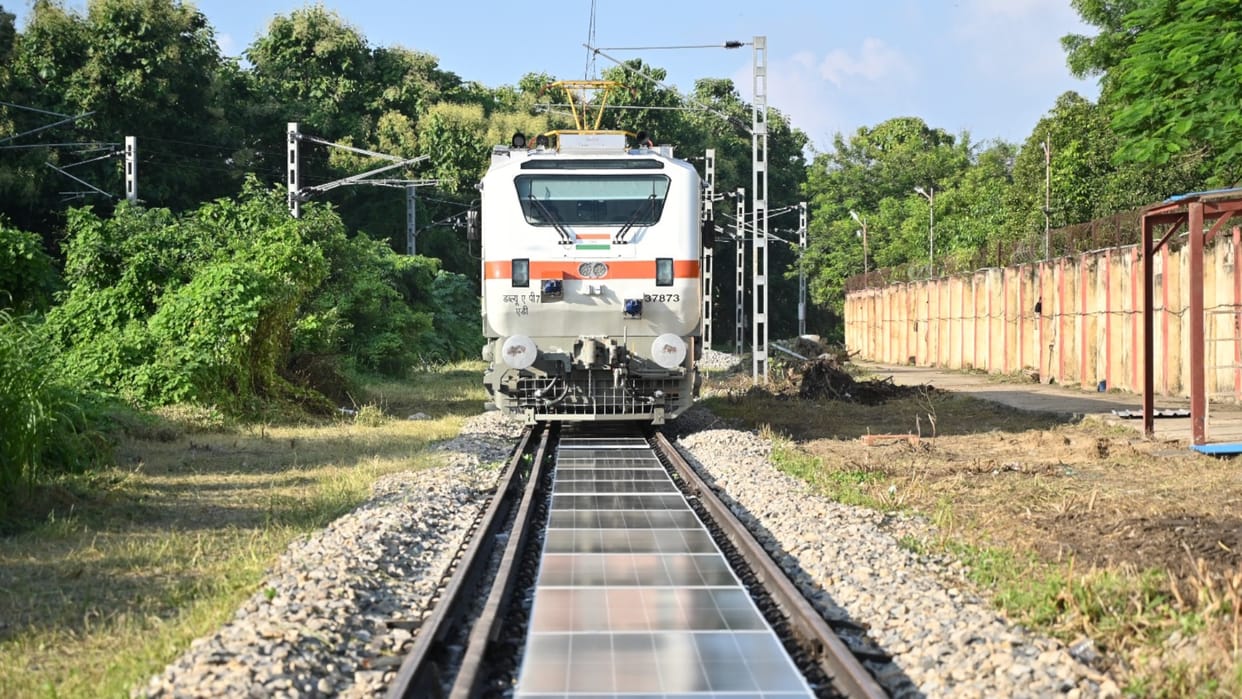 Railways installed solar panels between railway tracks in Varanasi
