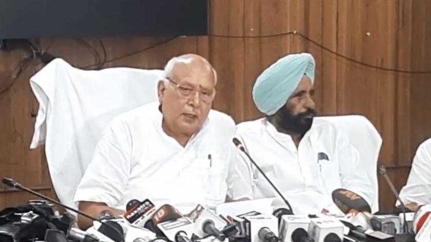 UP minister Surya Pratap Shahi's press conference in Lucknow.