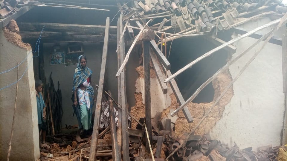Elephants created havoc last night damaged the crops of 20 farmers destroyed the houses of two villagers in Ra