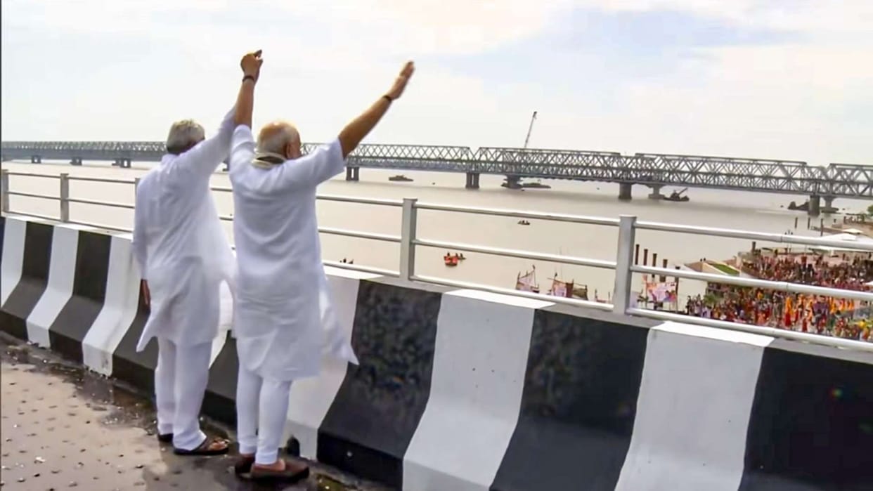 Bihar News : PM narendra Modi inaugurates Aunta Simaria six lane bridge begusarai