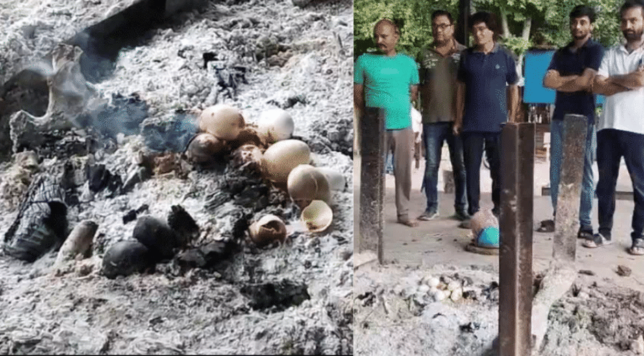 indore news: suspicion of black magic at Ram Bagh crematorium after liquor bottles and eggs found