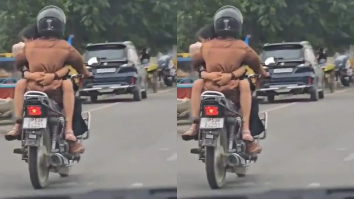 Girlfriend was sitting hugging the boy on the tank of a moving bike Gorakhpur police is searching for them
