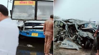 रोडवेज बस और मिनी ट्रक की टक्कर