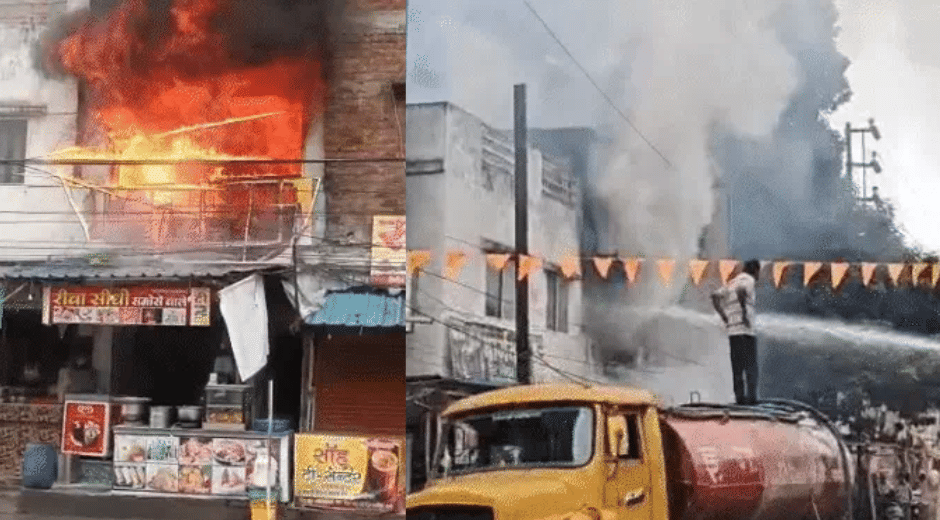 indore news gas cylinder blast at breakfast shop fire controlled by firefighters