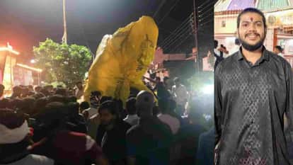 Burhanpur News: A young man died after being crushed under a huge statue of Ganesha