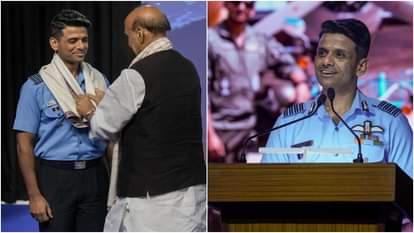 ग्रुप कैप्टन शुभांशु शुक्ला का स्वागत करते रक्षा मंत्री राजनाथ सिंह।