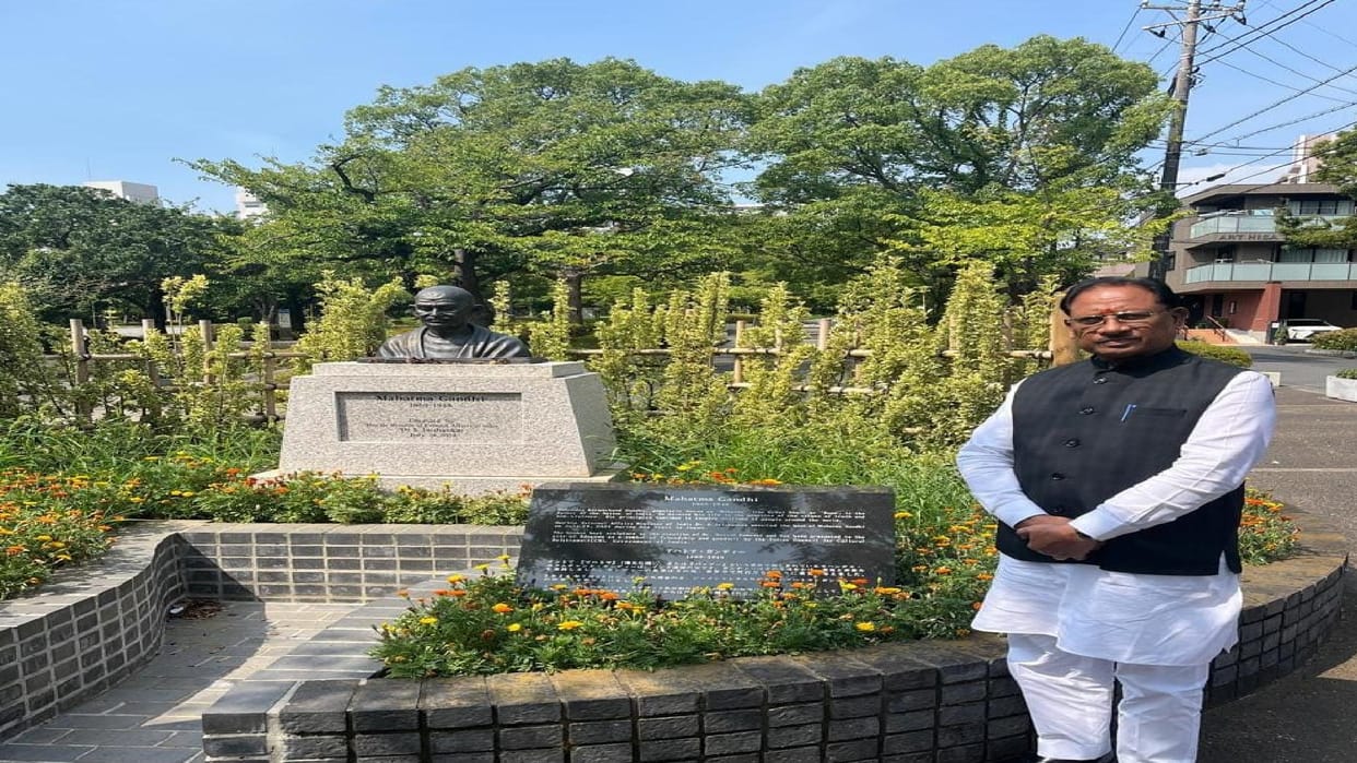 CM Vishnudev Sai paid homage to Mahatma Gandhi in Tokyo's 'Little India' during his Japan visit