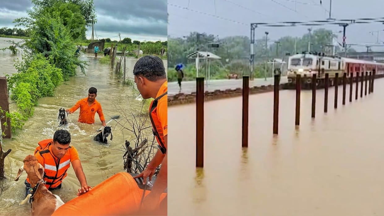 Rajasthan Flood updates IAF Mi-17 Helicopter Deployed in Kota and Bundi for Rescue Operations news in Hindi