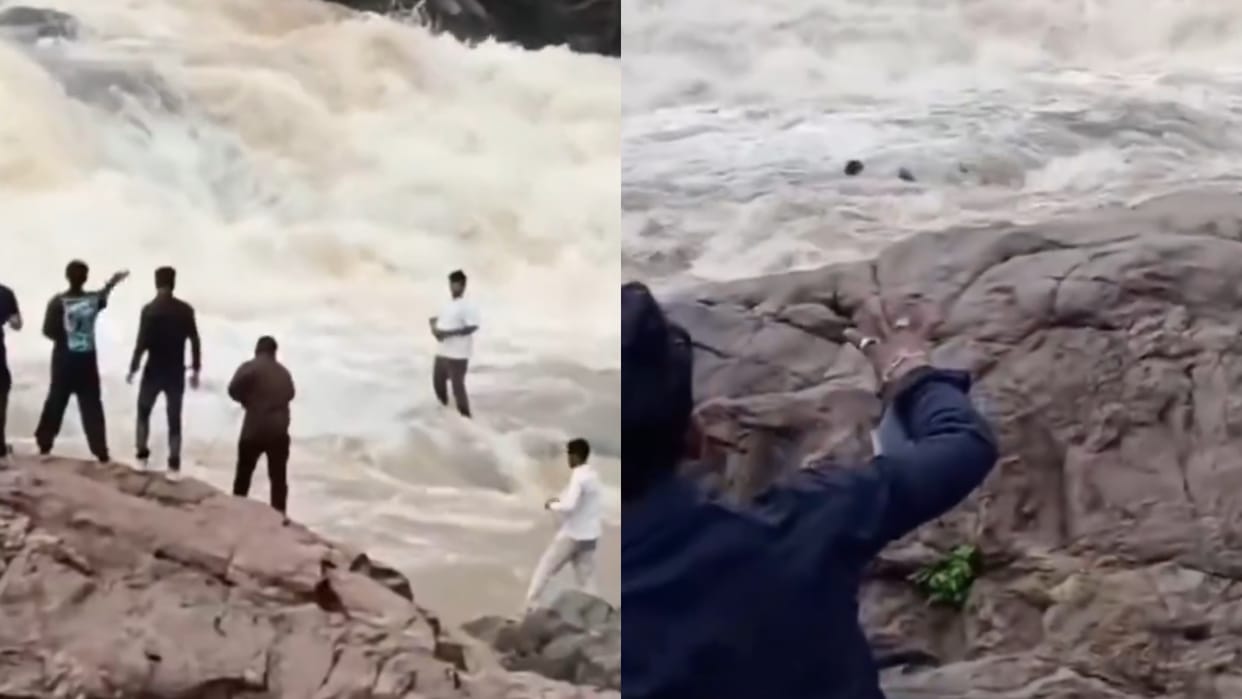 YouTuber got into the waterfall to make a reel the current swept him away in the blink of an eye Video Viral
