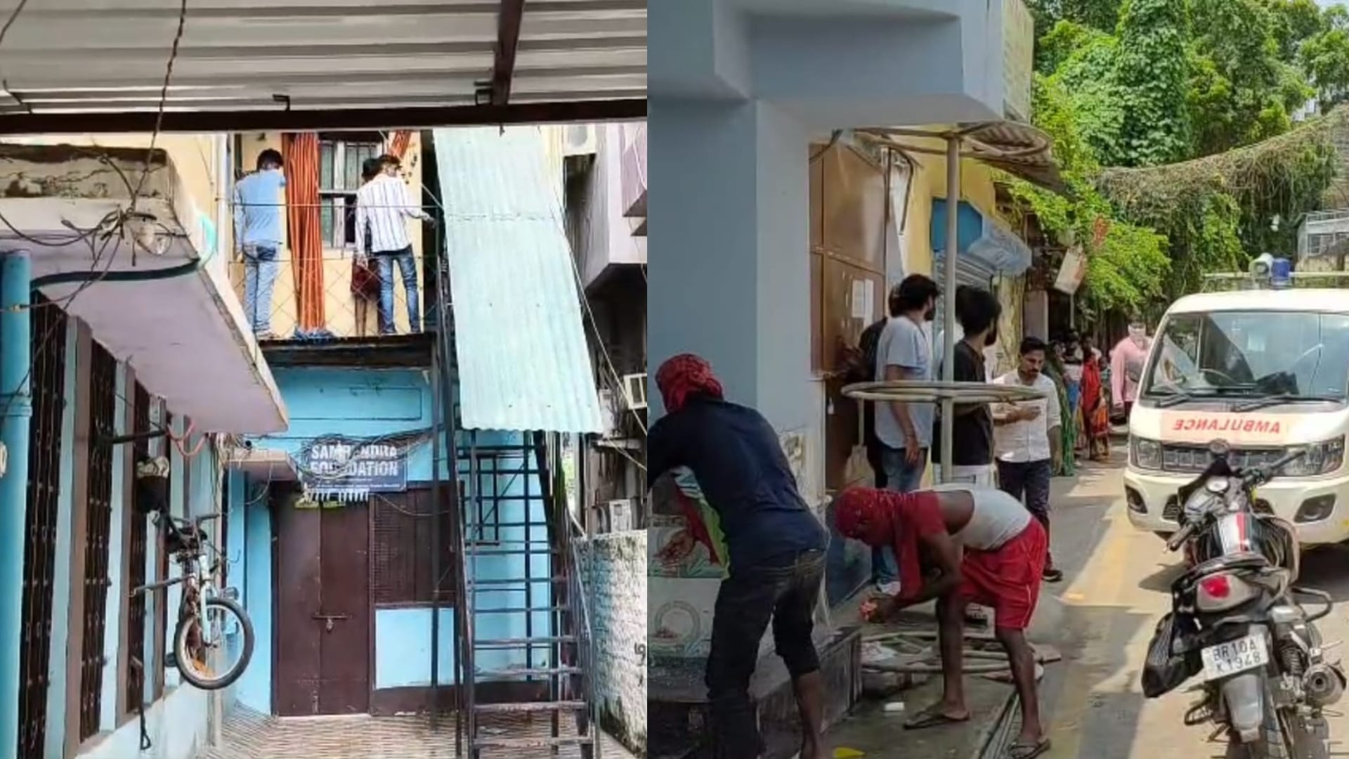 घटनास्थल पर शव बाहर निकालते स्थानीय लोग।