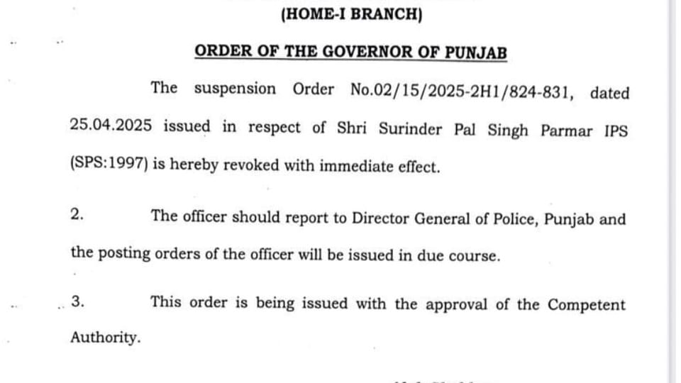 Former Vigilance Chief SPS Parmar reinstated suspended in driving license scam