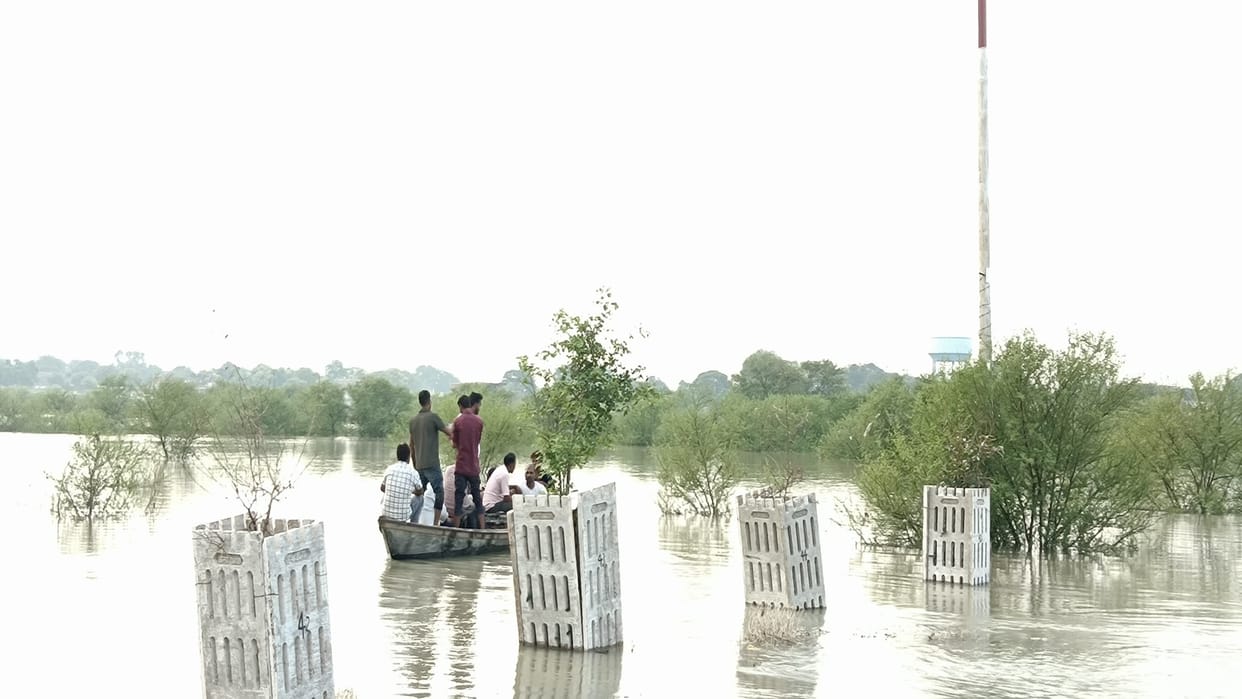 Badra village surrounded by floods has turned into an island, power supply to 800 houses has also been disrupt