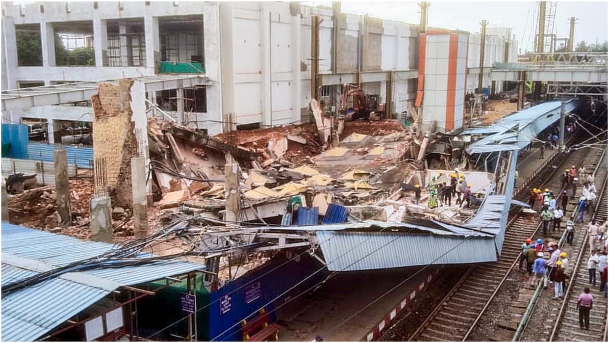 Accident at Cuttack railway station, wall and platform shed collapsed during construction work