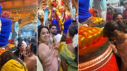 Nushrat Bharucha: नुसरत भरुचा ने 'लाल बाग के राजा' के किए दर्शन, लिया आशीर्वाद; लिखा 'गणपति बप्पा मोरया' nushrat bharucha celebrates ganesh chaturthi lal bagh ka raja share photos and videos says ganpati bappa morya