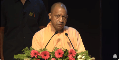 CM Yogi Adityanath distributes the joining letters to 2425 head nurses and 13 pharmacists in Lucknow.
