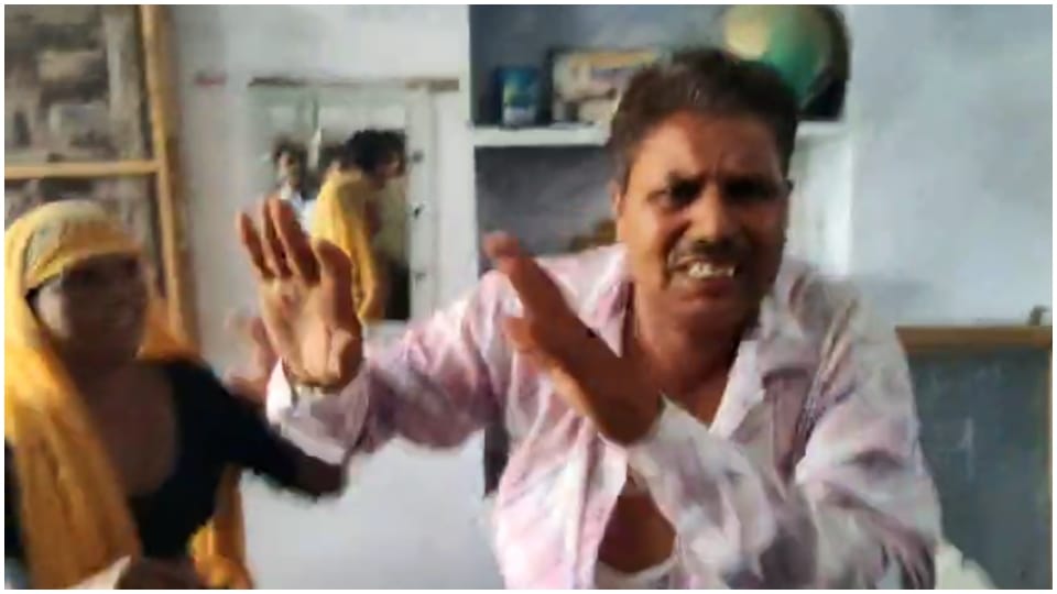 Dausa government school headmaster molested student women beat him with slippers