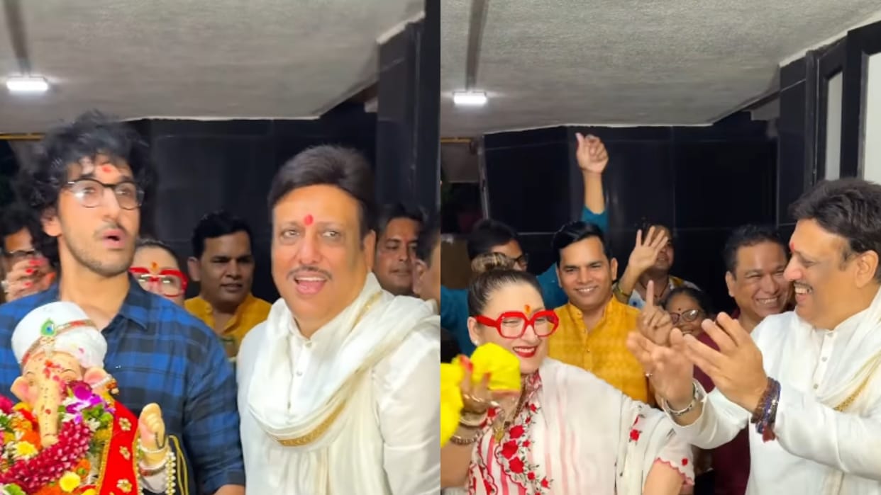 Govinda Spotted With Wife Sunita Ahuja Performed Ganpati Farewell Puja With Family