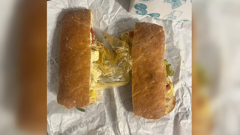 Plastic gloves found in sandwiches ordered through online food delivery app