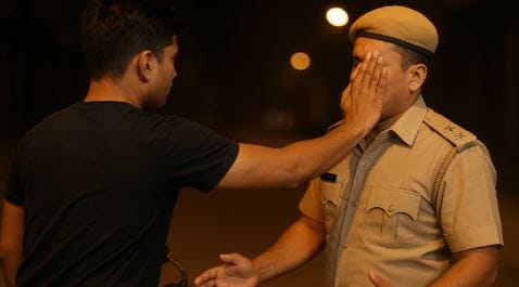 UP police officer slapped people were shocked by filmy style incident