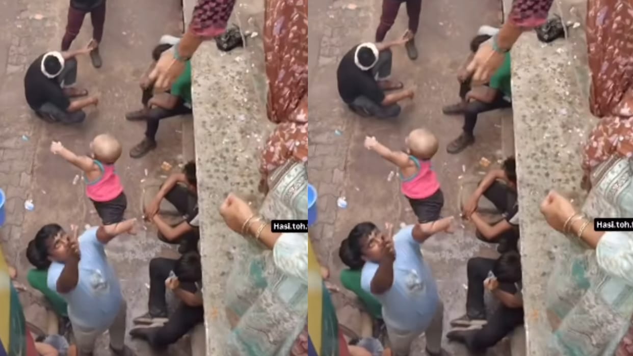 Woman Drops Her Child From Terrace Catches By Man Into Arms Horrified Video Goes Viral