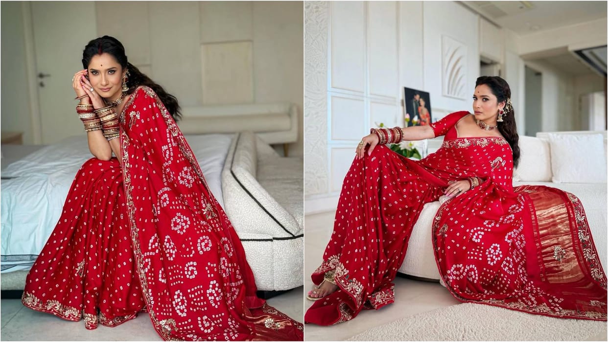 Ankita Lokhande shares stunning look in red saree flaunting her sindoor says festive energy this Ganesh Utsav