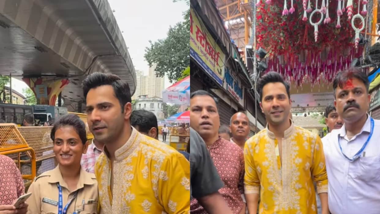 Varun Dhawan Offers Prayers At Lalbaugcha Raja Greets Fans Outside Pandal
